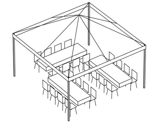 15x15 Pole Tent, 8' Long Table, Package A(Seats 30)