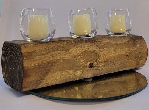 CENTERPIECE, 3 VOTIVE WOOD