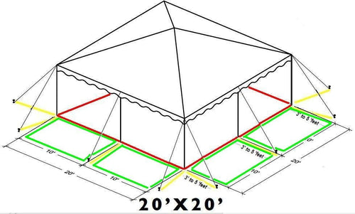 20x20 Pole Tent, 8' Long Table, Package B1(Seats 50)